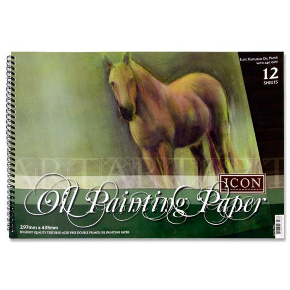 Icon A3 Spiral Oil Painting Pad - 240gsm - 12 Sheets-Drawing & Painting Paper-Icon | Buy Online at Stationery Shop