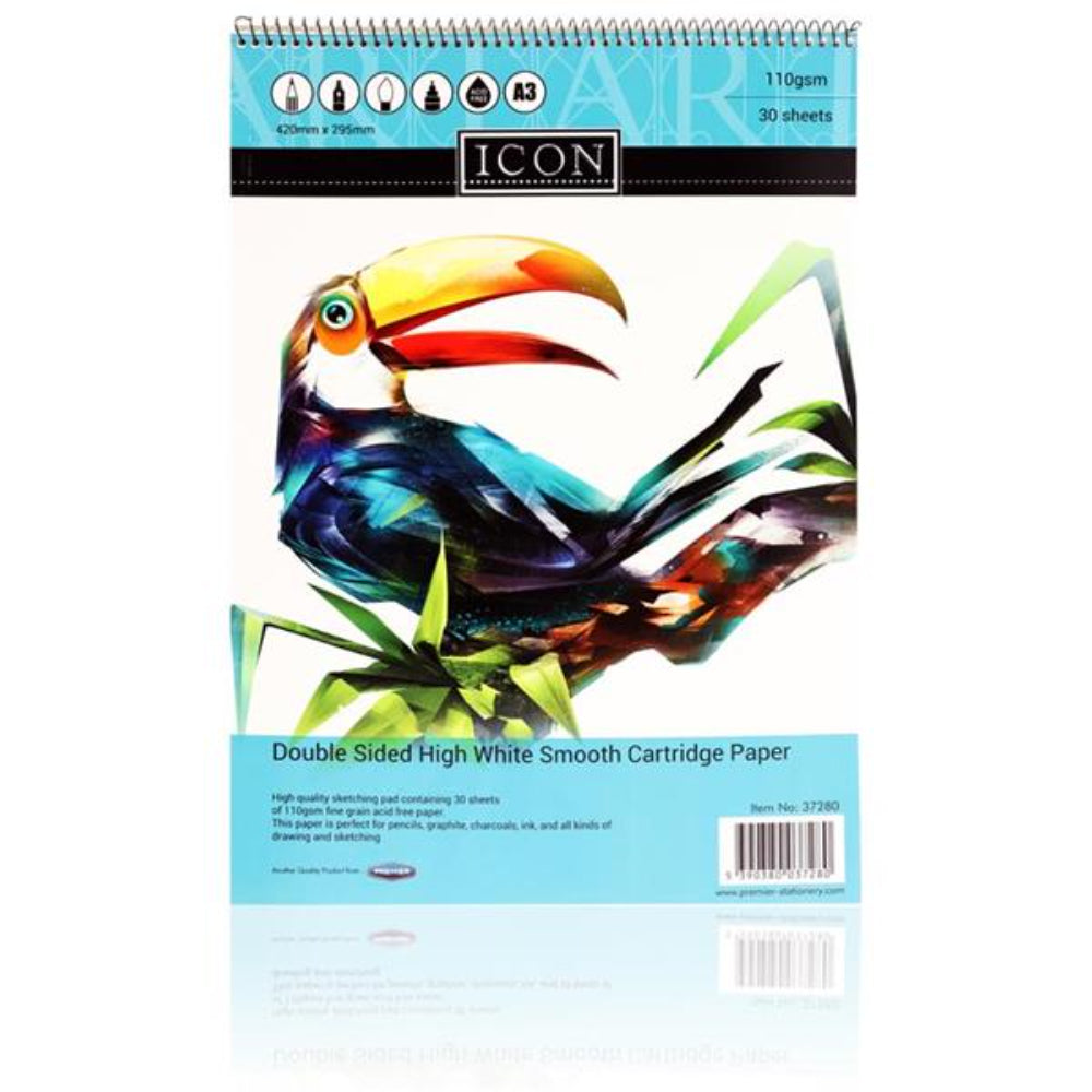 Icon A3 Spiral Sketch Pad - 110gsm - 30 Sheets | Stationery Shop UK