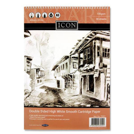 Icon A3 Wiro Sketch Pad - 135gsm - 30 Sheets-Sketchbooks-Icon | Buy Online at Stationery Shop