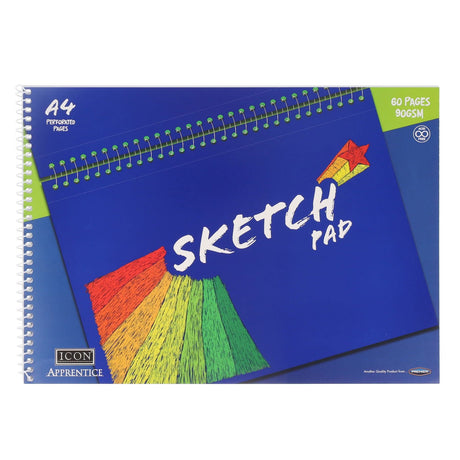 Icon A4 Apprentice Spiral Sketch Pad - 90gsm - 60 Pages-Sketchbooks-Icon | Buy Online at Stationery Shop
