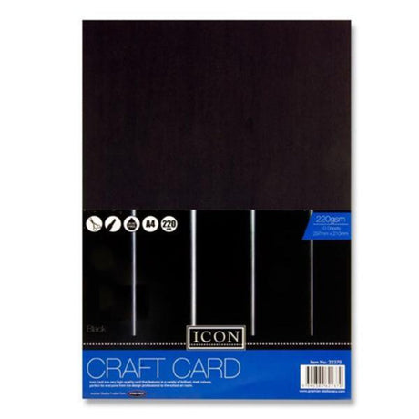Icon A4 Craft Card - 220gsm - Black - Pack of 10 | Stationery Shop UK