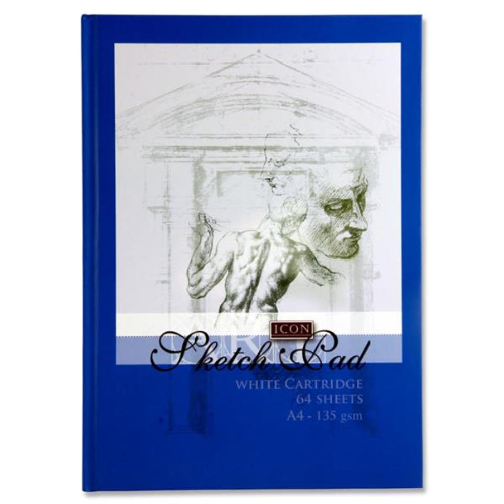 Icon A4 Hardcover Sketch Book Blue Cover - 135gsm - 64 Sheets-Sketchbooks-Icon|StationeryShop.co.uk