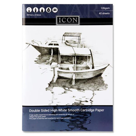 Icon A4 Sketch Pad - 135gsm - 40 Sheets-Sketchbooks-Icon|StationeryShop.co.uk