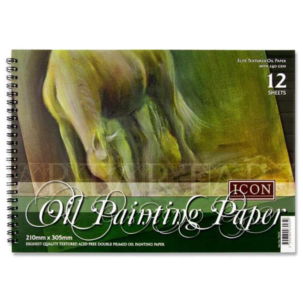Icon A4 Spiral Oil Painting Pad - 240 gsm - 12 Sheets-Drawing & Painting Paper-Icon|StationeryShop.co.uk