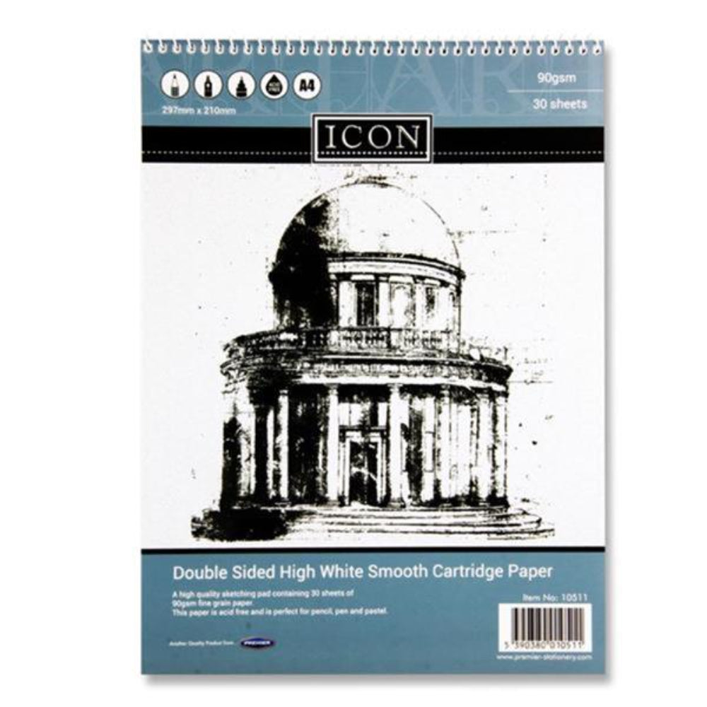 Icon A4 Spiral Sketch Pad - 90gsm - 30 Sheets | Stationery Shop UK