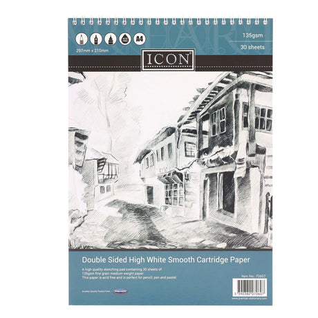 Icon A4 Wiro Sketch Pad - 135gsm - 30 Sheets-Sketchbooks-Icon | Buy Online at Stationery Shop