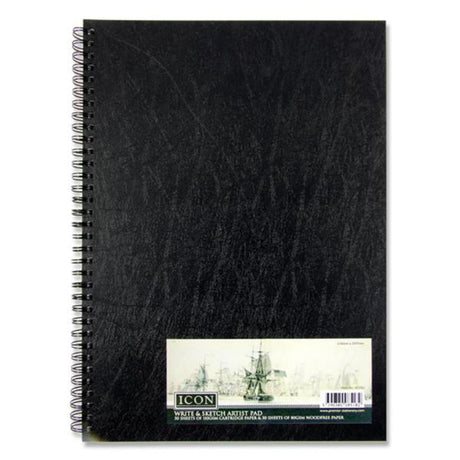 Icon A4 Wiro Write & Sketch Book - 60 Sheets-Sketchbooks-Icon|StationeryShop.co.uk