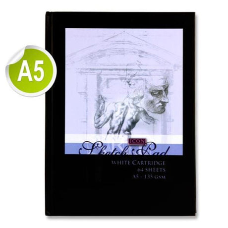 Icon A5 Hardcover Sketch Book - 135gsm - 64 Sheets-Sketchbooks-Icon | Buy Online at Stationery Shop