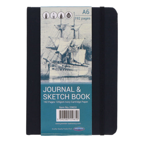 Icon A6 Journal & Sketch Book with Elastic Closure - 192 Pages | Stationery Shop UK