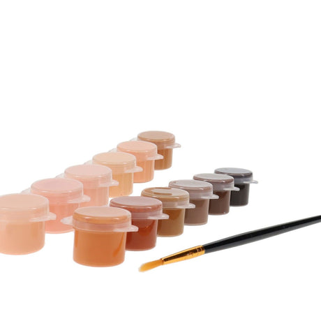 Icon Acrylic Paint Skin Tones And Paint Brush - Set of 12 x 5ml