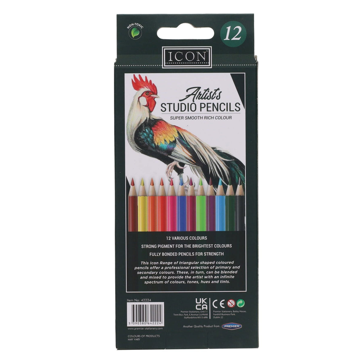 Icon Artists Studio Triangular Colouring Pencils - Pack of 12 | Stationery Shop UK
