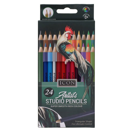 Icon Artists Studio Triangular Colouring Pencils - Pack of 24 | Stationery Shop UK