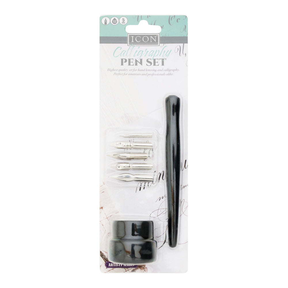 Icon Calligraphy Pen Set with 5 Nibs & Ink Pot-Artist Sets-Icon|StationeryShop.co.uk