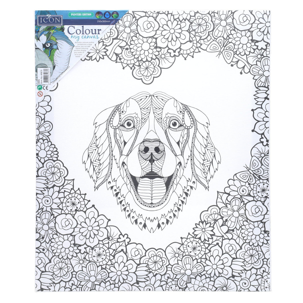 Icon Colour My Canvas - 250x300mm - Dog 1-Colour-in Canvas-Icon | Buy Online at Stationery Shop