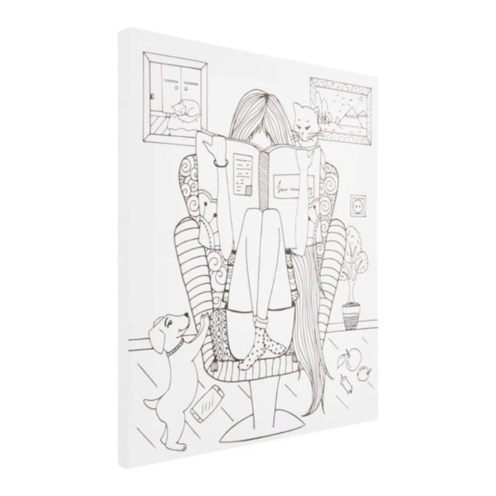 Icon Colour My Canvas 300X250mm - Busy Reading-Colour-in Canvas-Icon|StationeryShop.co.uk