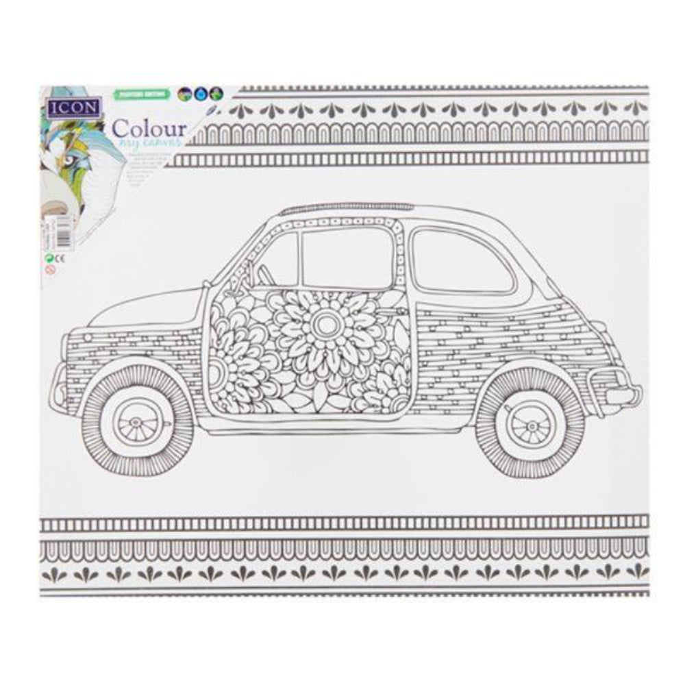 Icon Colour My Canvas - 300mm x 250mm - Floral Car-Colour-in Canvas-Icon | Buy Online at Stationery Shop