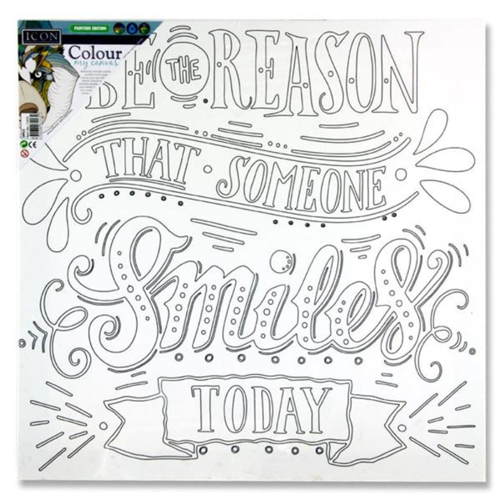 Icon Colour My Canvas - 300mm x 300mm - Smile-Colour-in Canvas-Icon|StationeryShop.co.uk