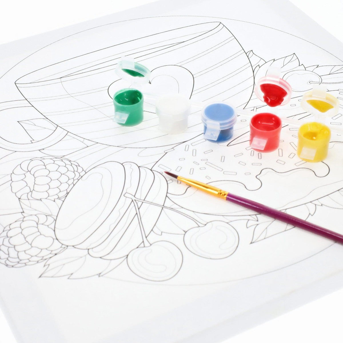 Icon Colour My Canvas - 300x300mm - Tea & Donuts-Colour-in Canvas-Icon|StationeryShop.co.uk