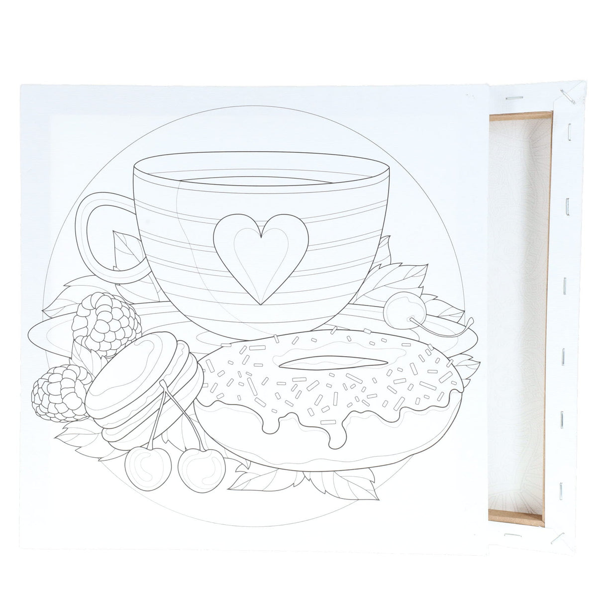 Icon Colour My Canvas - 300x300mm - Tea & Donuts-Colour-in Canvas-Icon|StationeryShop.co.uk