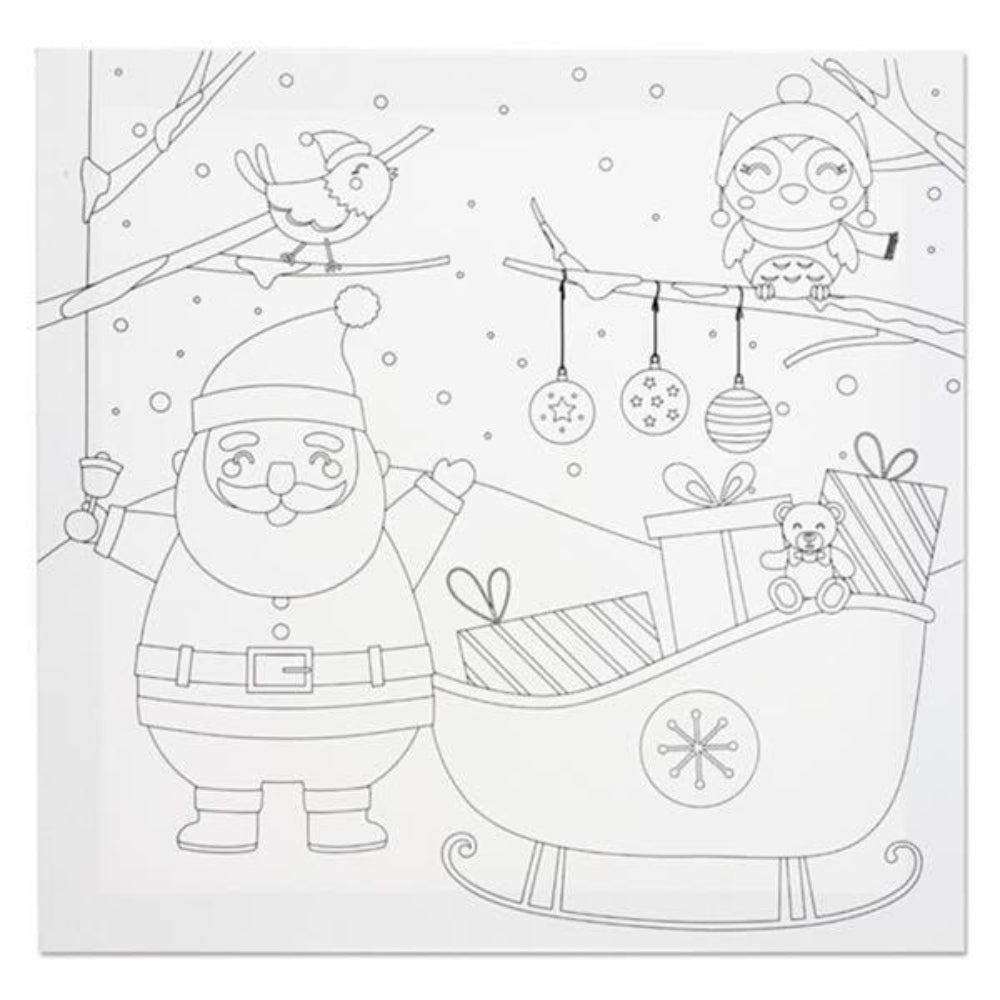 Icon Colour My Canvas - Festive Edition - 300mm x 300mm - Christmas Sleigh Woods | Stationery Shop UK