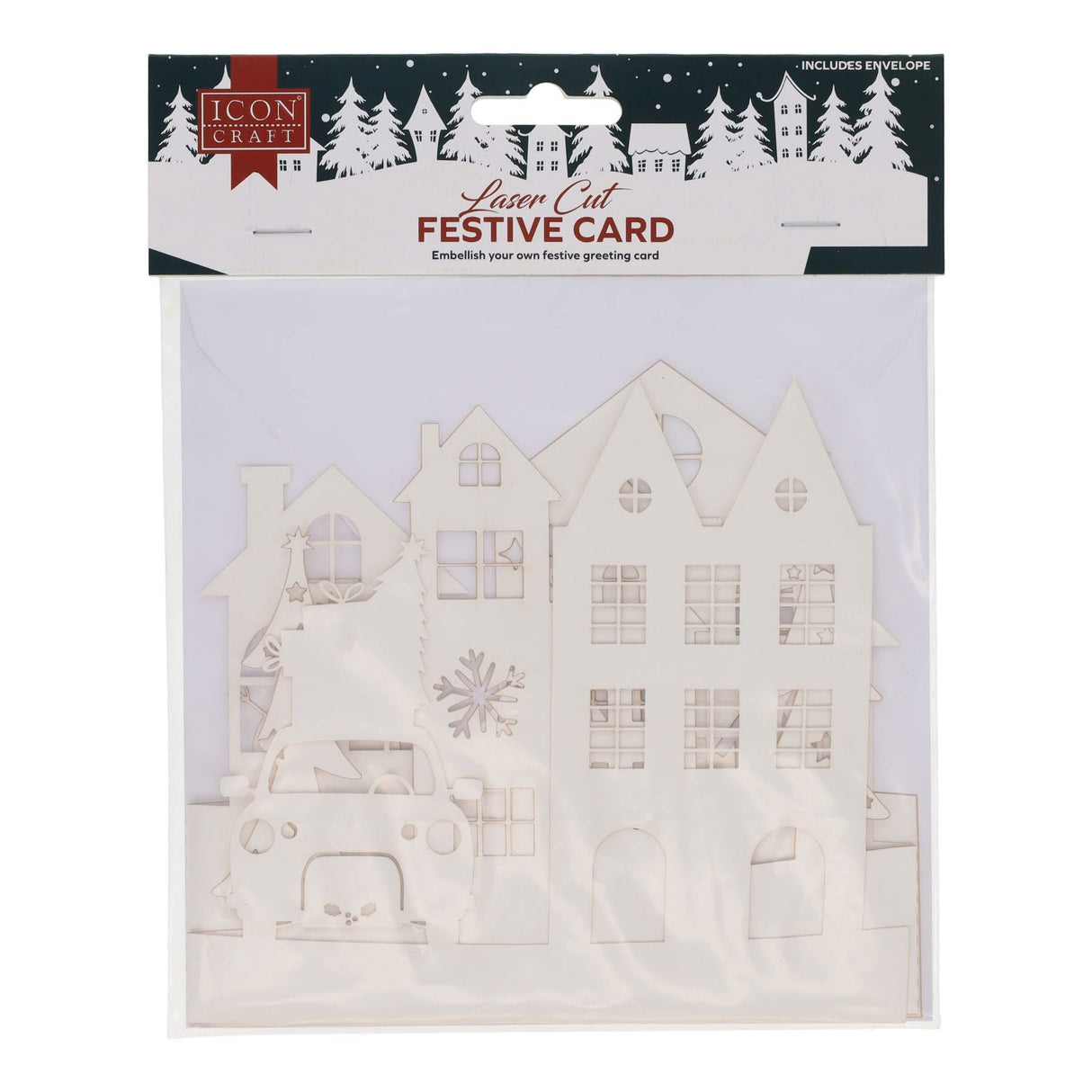 Icon Craft Laser Cut Festive Card - Christmas Scene-Crafting Materials-Icon|StationeryShop.co.uk