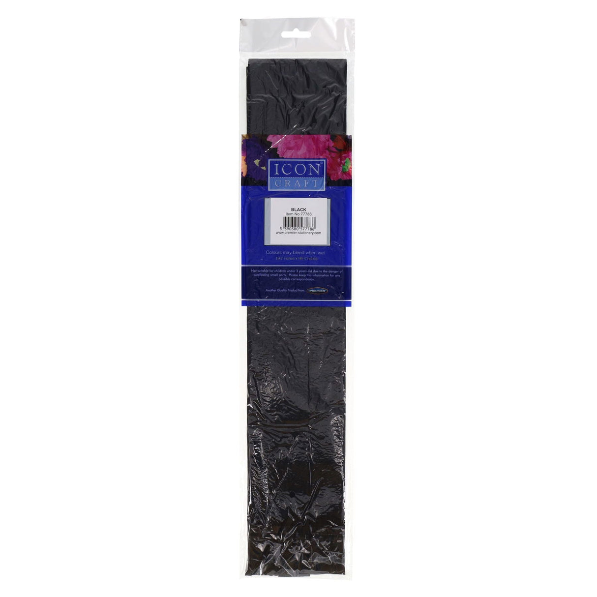 Icon Crepe Paper - 17gsm - 50cm x 250cm - Black | Stationery Shop UK