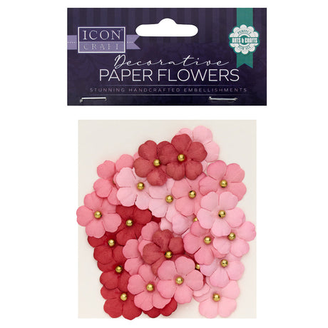 Icon Decorative Paper Flowers - Pink - Pack of 30 | Stationery Shop UK