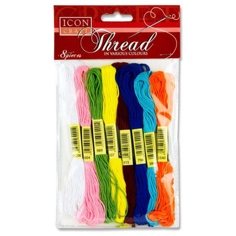 Icon Embroidery Threads - Pack of 8-Threads & Strings-Icon|StationeryShop.co.uk