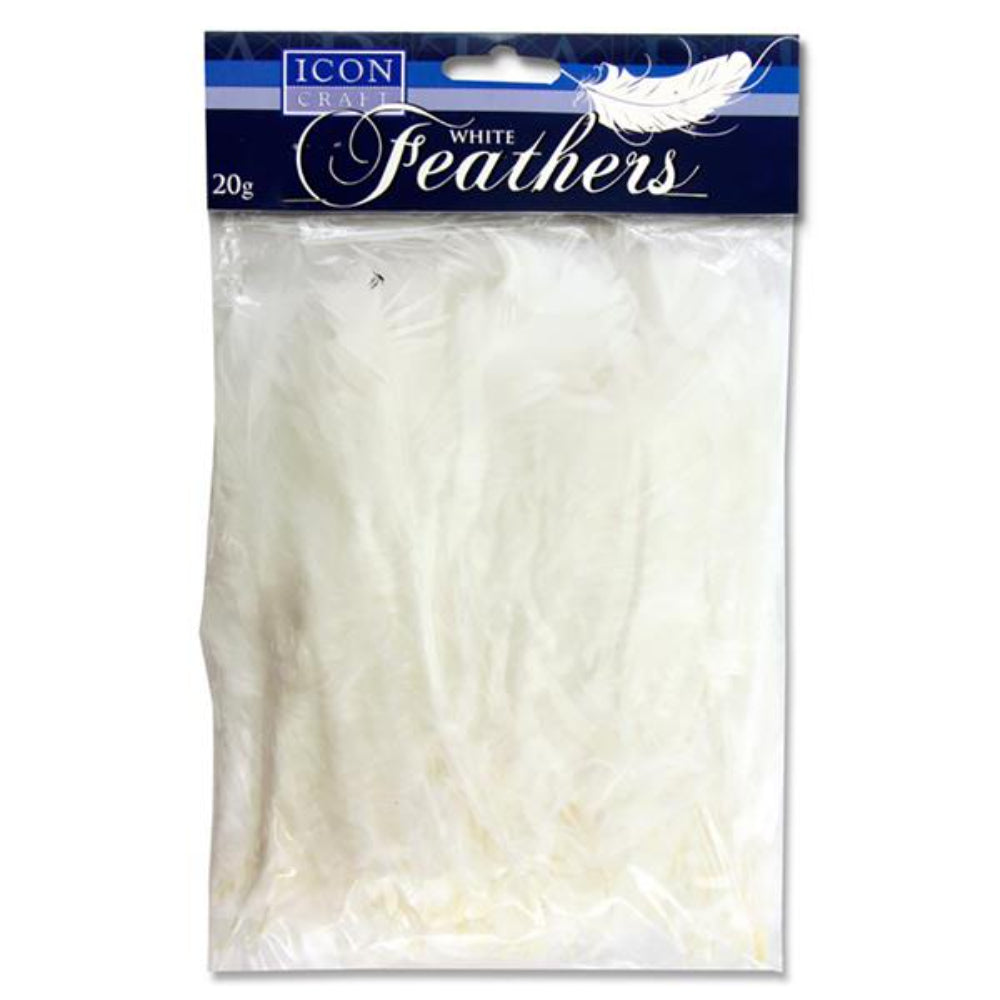 Icon Feathers - White - 20g Bag | Stationery Shop UK