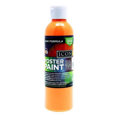Icon Fluorescent Poster Paint - 300ml - Fizzy Orange-Fluorescent Craft Paints-Icon | Buy Online at Stationery Shop