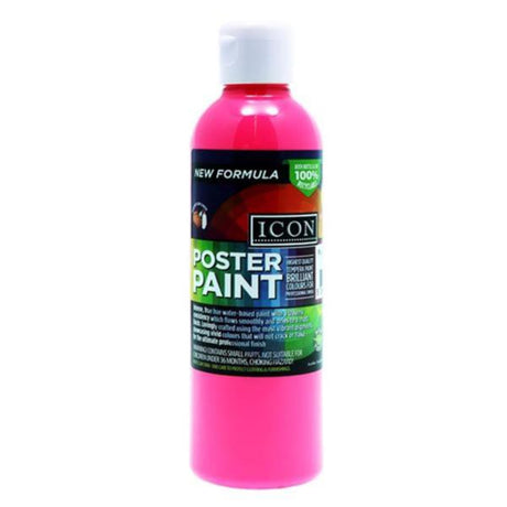 Icon Fluorescent Poster Paint - 300ml - Shocking Pink-Fluorescent Craft Paints-Icon | Buy Online at Stationery Shop