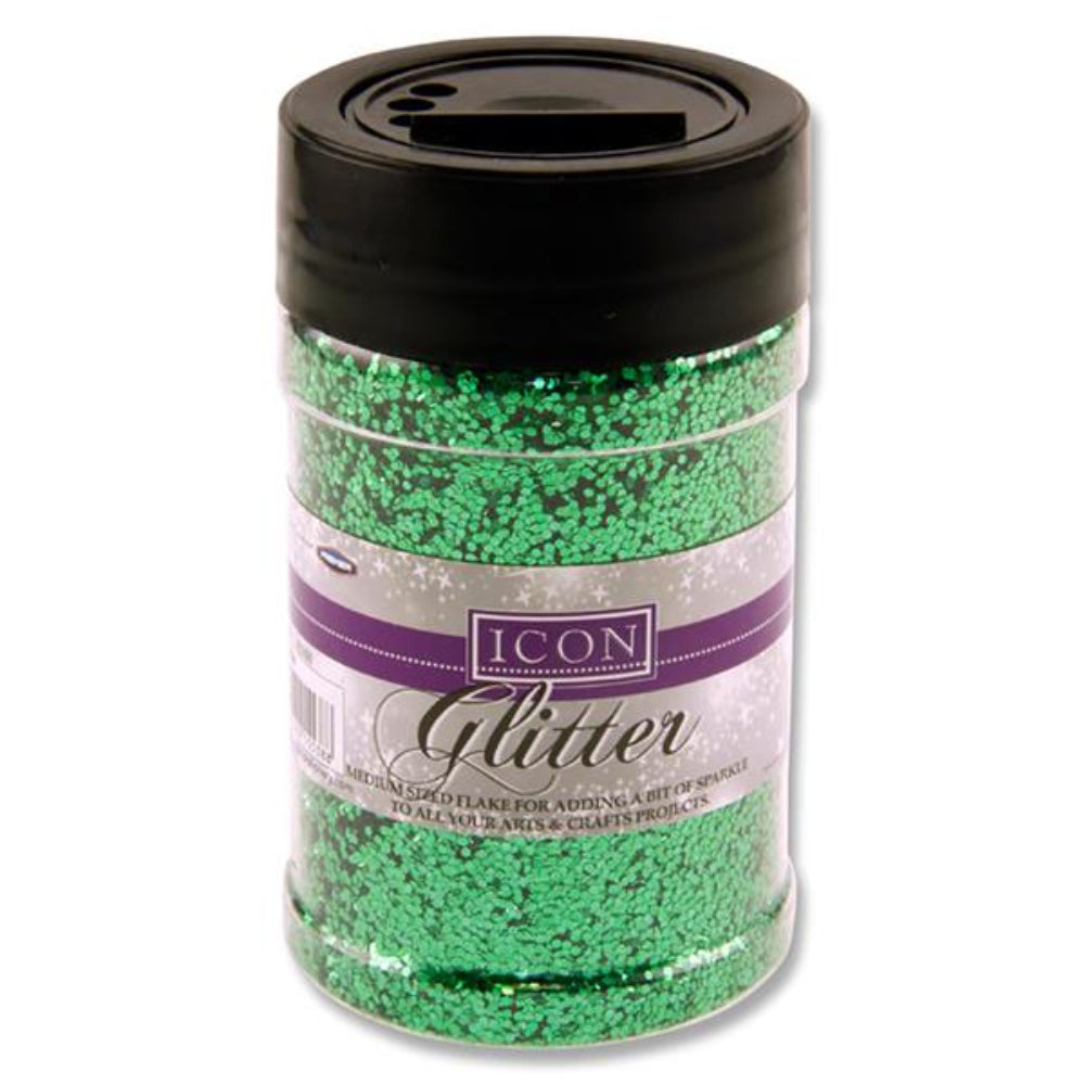Icon Glitter - 110g - Green-Sequins & Glitter-Icon|StationeryShop.co.uk