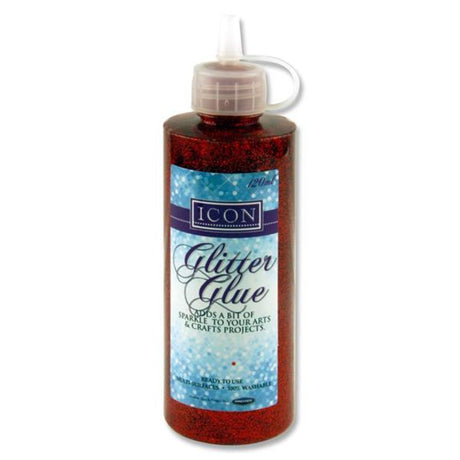 Icon Glitter Glue Bottle - 120ml - Red | Stationery Shop UK