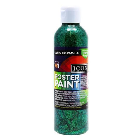 Icon Glitter Poster Paint - 300ml - Green-Glitter Craft Paints-Icon | Buy Online at Stationery Shop
