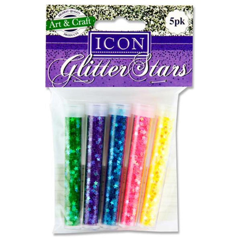 Icon Glitter Stars - Pastel - 5 Tubes-Sequins & Glitter-Icon|StationeryShop.co.uk
