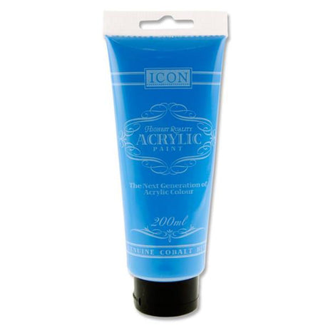 Icon Highest Quality Acrylic Paint - 200 ml - Genuine Cobalt Blue-Acrylic Paints-Icon | Buy Online at Stationery Shop