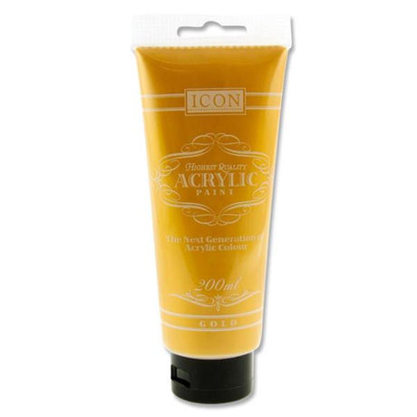 Icon Highest Quality Acrylic Paint - 200 ml - Gold-Acrylic Paints-Icon | Buy Online at Stationery Shop