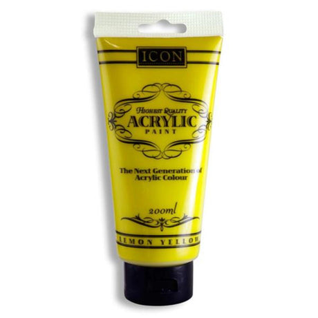 Icon Highest Quality Acrylic Paint - 200 ml - Lemon Yellow | Stationery Shop UK