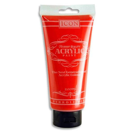 Icon Highest Quality Acrylic Paint - 200 ml - Scarlet Red-Acrylic Paints-Icon | Buy Online at Stationery Shop