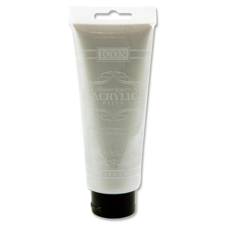 Icon Highest Quality Acrylic Paint - 200 ml - Silver-Acrylic Paints-Icon | Buy Online at Stationery Shop