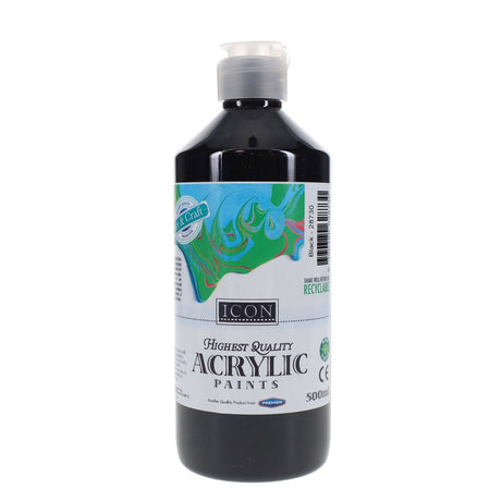 Icon Highest Quality Acrylic Paint - 500ml - Black