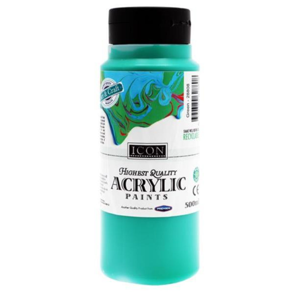 Icon Highest Quality Acrylic Paint - 500ml - Green-Acrylic Paints-Icon | Buy Online at Stationery Shop