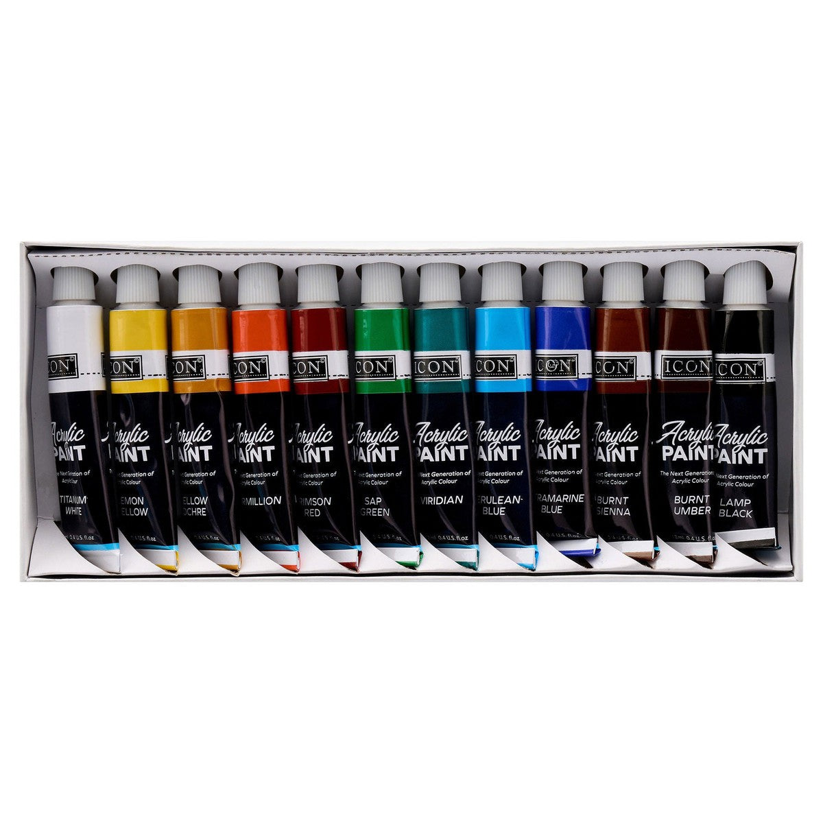 Icon Highest Quality Acrylic Paints - Box of 12-Paint Sets-Icon|StationeryShop.co.uk