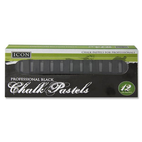 Icon Highest Quality Chalk Pastels - Black - Box of 12 | Stationery Shop UK