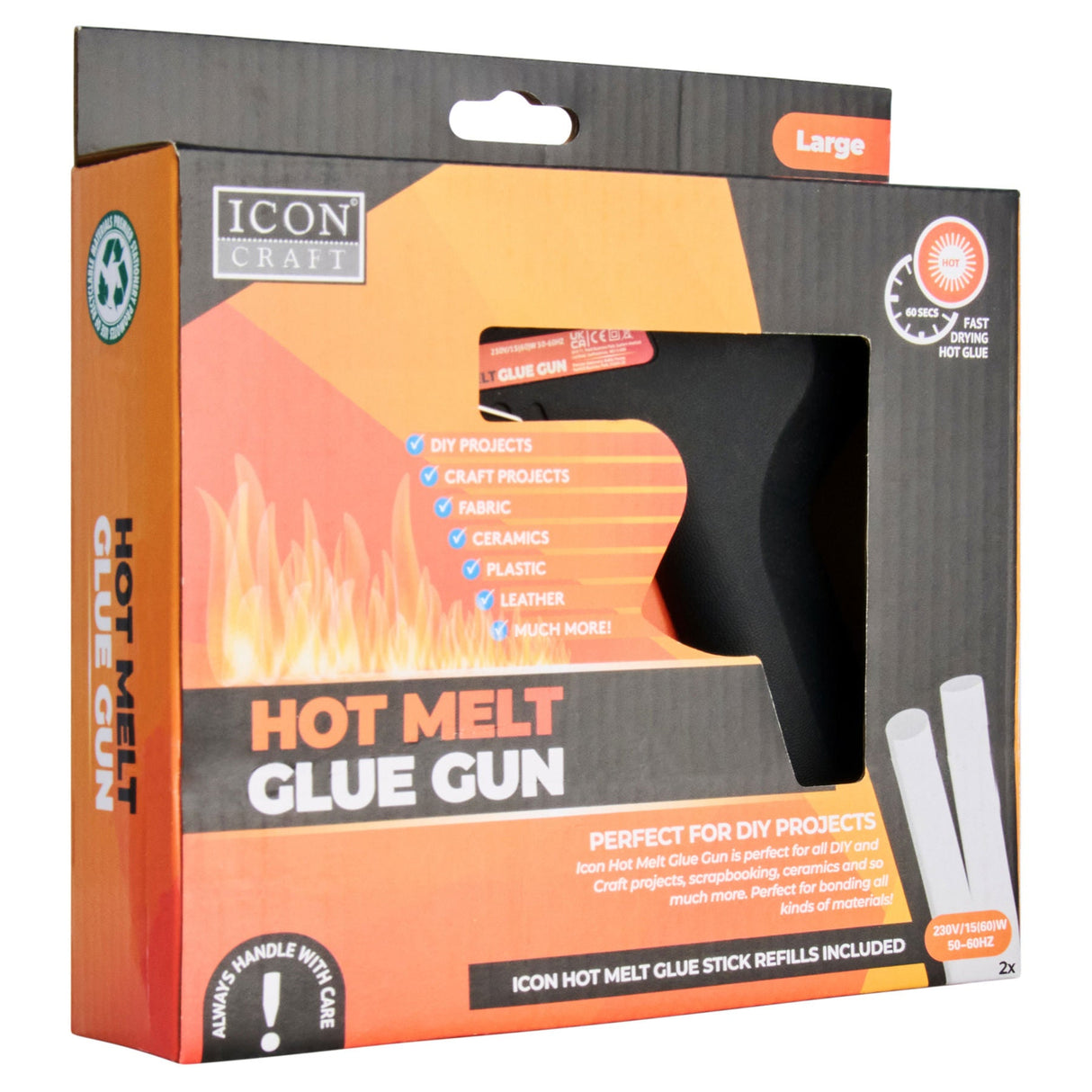 Icon Hot Melt Large Glue Gun - Black | Stationery Shop UK