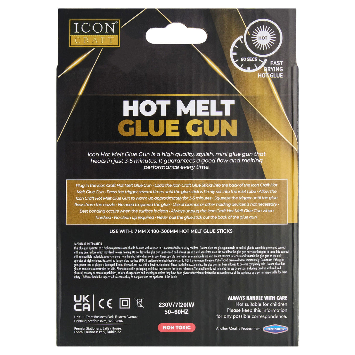 Icon Hot Melt Mini Glue Gun - Golden | Stationery Shop UK