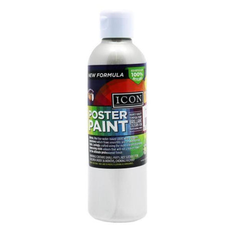 Icon Metallic Poster Paint - 300ml - Silver | Stationery Shop UK