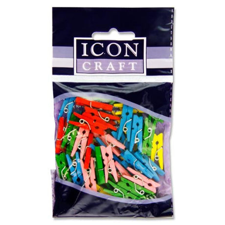 Icon Mini Pegs - Mixed Colours - Pack of 50 | Stationery Shop UK