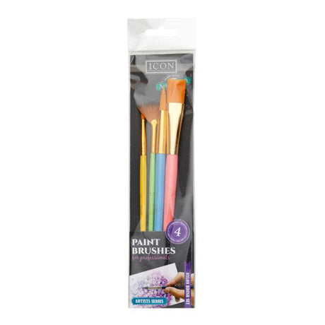 Icon Nylon Paint Brushes - Flat - Pack of 4 | Stationery Shop UK