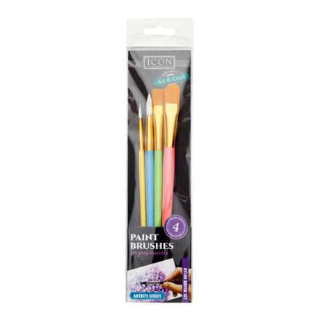 Icon Nylon Paint Brushes - Round - Pack of 4 | Stationery Shop UK